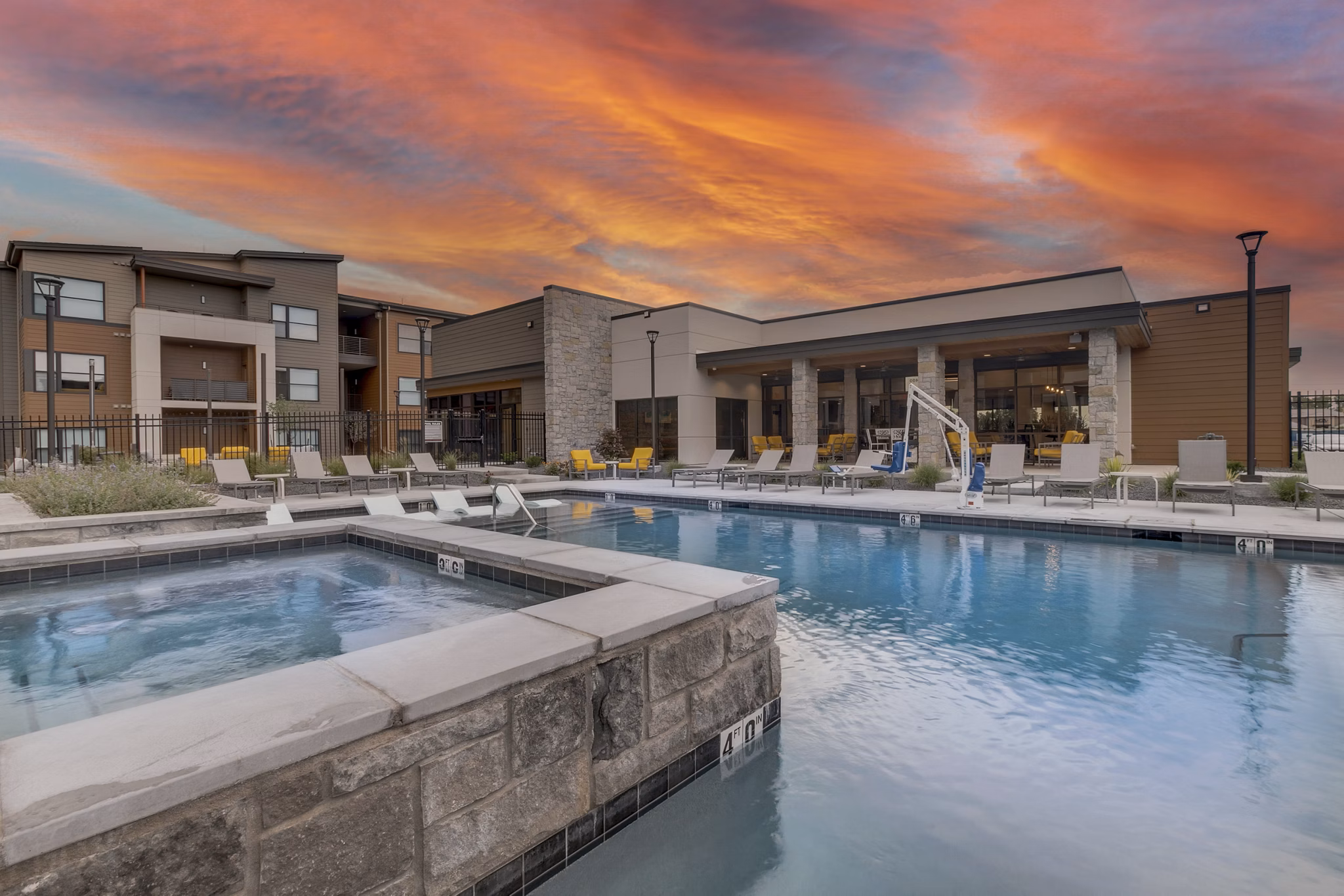 Chic rooftop pool at The Avante Apartments offering luxury relaxation and city views