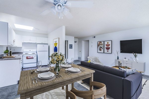 Elegant dining room with modern decor at Coronado/Westlake Village Apartments