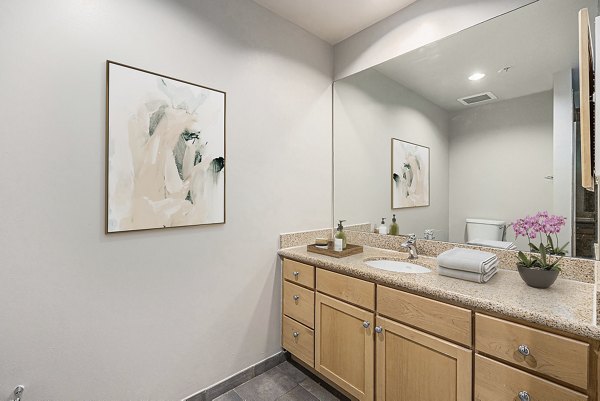 bathroom at 1600 Glenarm Place Apartments