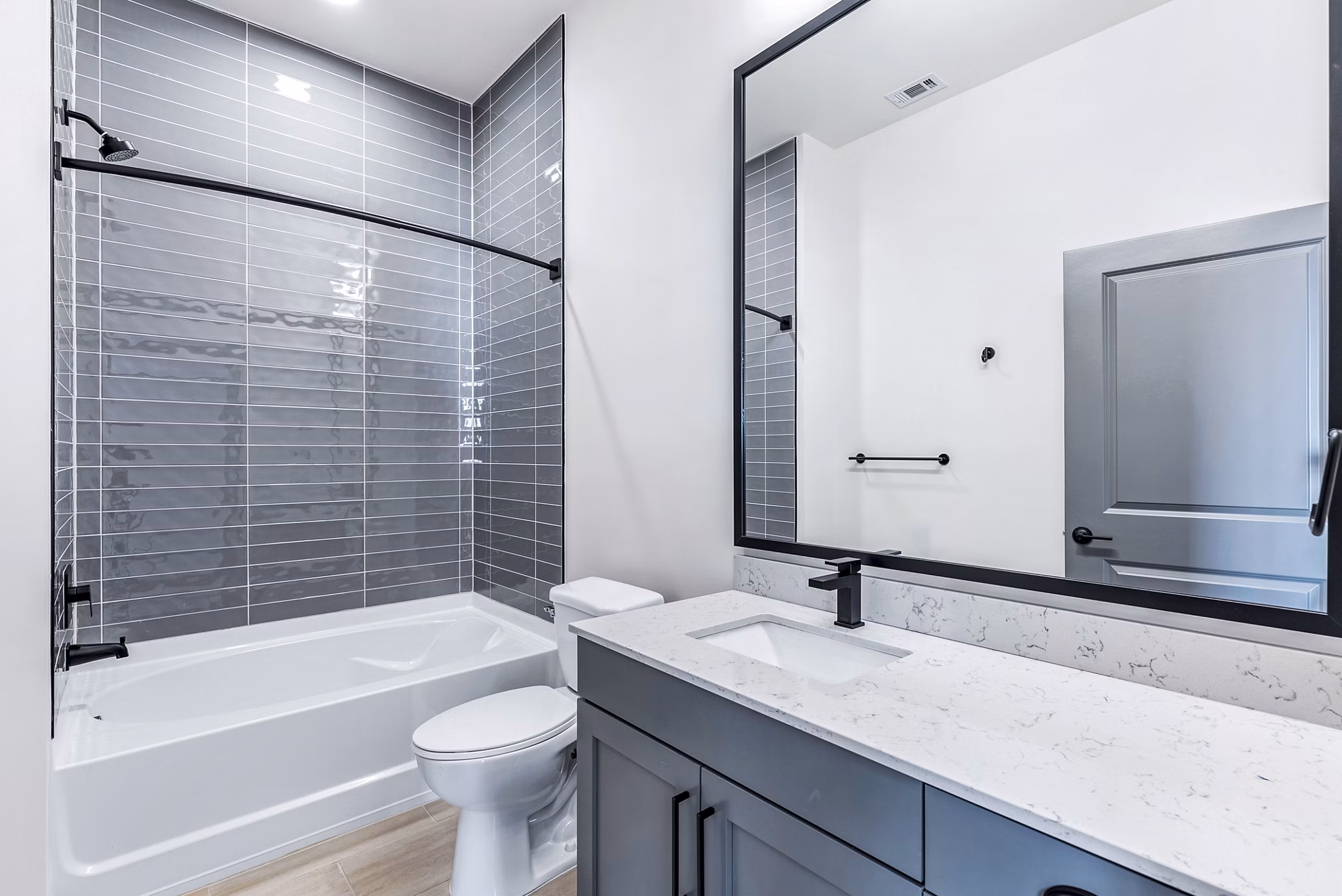 Bathroom featuring modern fixtures at Beckon Apartments, a Greystar luxury community