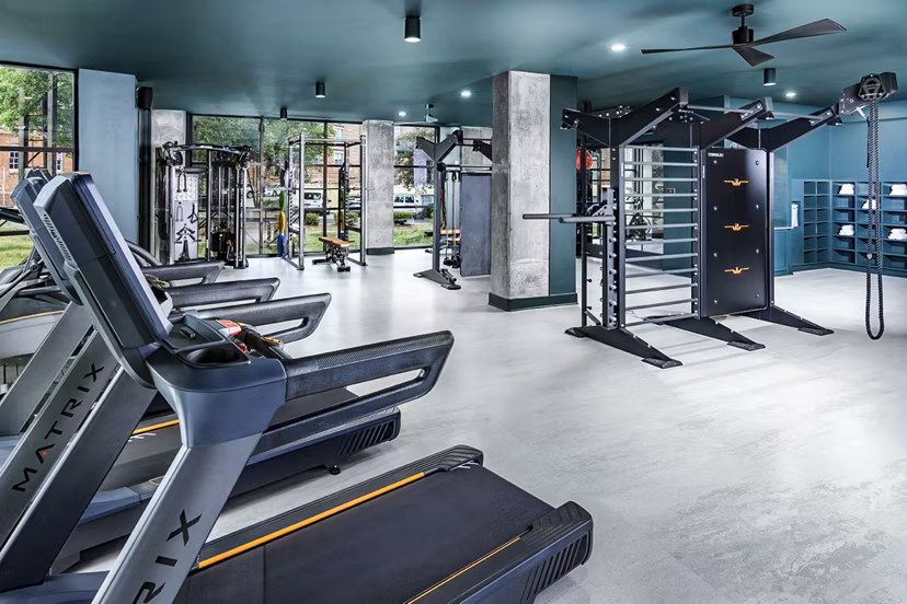 State-of-the-art fitness center with modern equipment at Beckon Apartments, perfect for staying active and healthy
