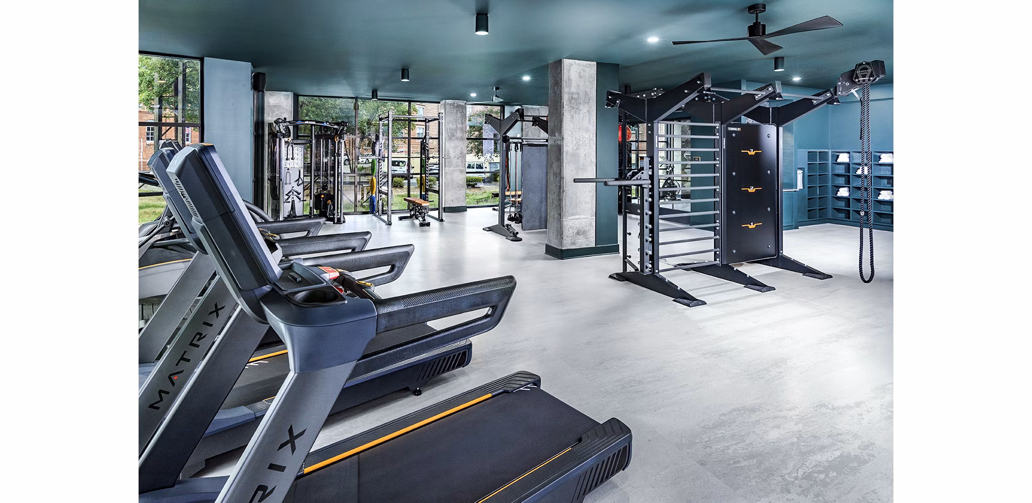 State-of-the-art fitness center with modern equipment at Beckon Apartments, perfect for staying active and healthy
