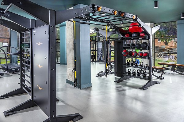 State-of-the-art fitness center featuring modern equipment at Beckon Apartments for residents seeking a healthy lifestyle