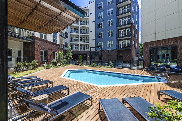 Rooftop pool with city views at Beckon Apartments