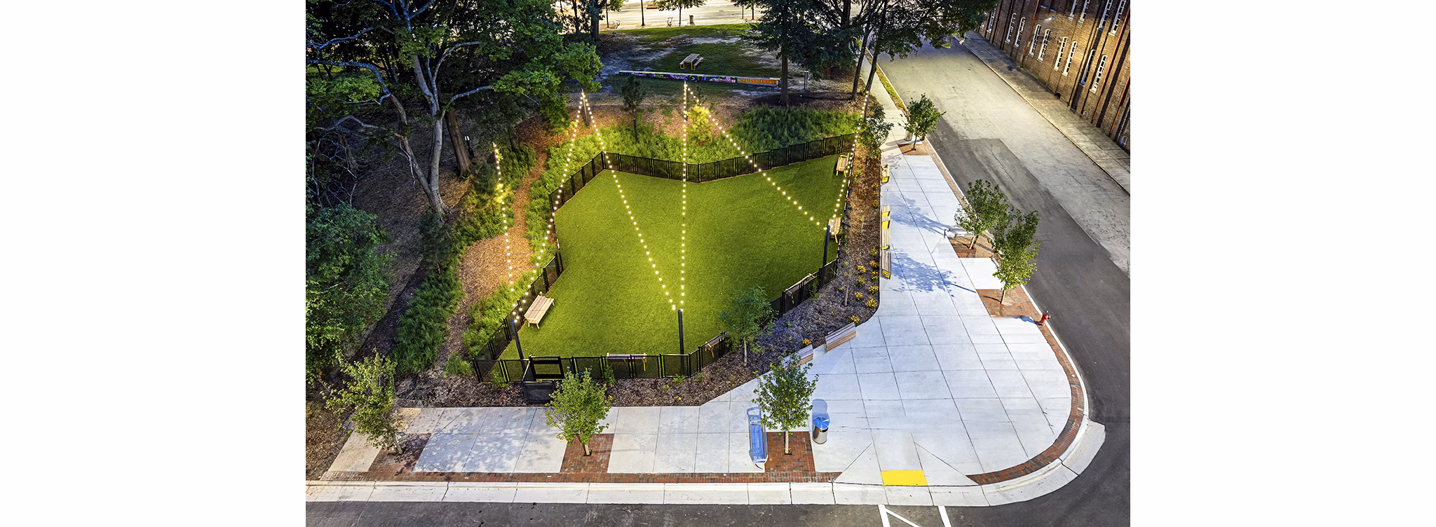 Dog-friendly park with agility equipment at Beckon Apartments, a luxury Greystar community featuring outdoor spaces for resident enjoyment
