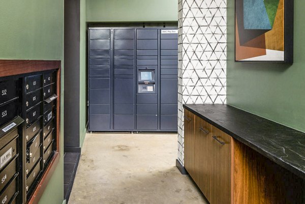 clubhouse mail room/parcel pickup lockers at The Wright Apartments