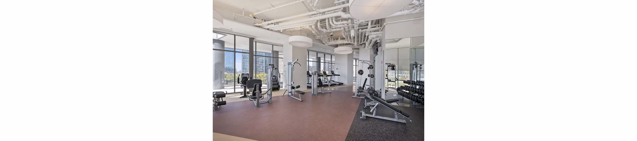 State-of-the-art fitness center with modern equipment at 1001 S State Apartments