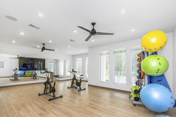Yoga/spin studio with modern equipment at Indigo at Berewick Apartments