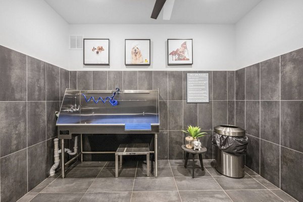 Convenient dog wash station at Indigo at Berewick Apartments, perfect for pet owners seeking modern amenities in a luxury living environment