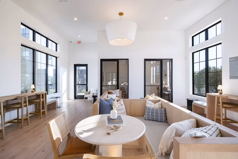 Lobby featuring chic modern furniture at Citizen House MLK Apartments