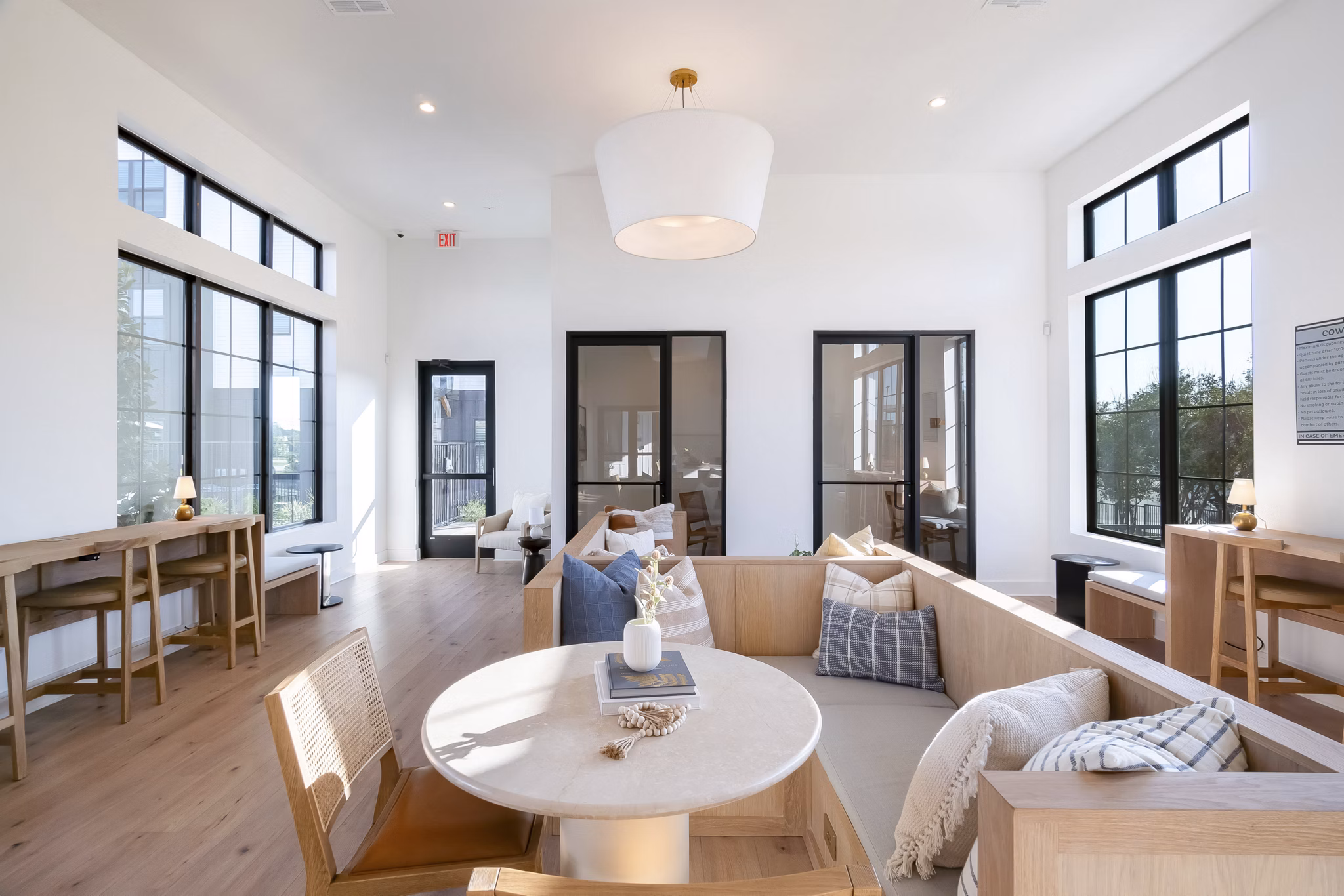 Lobby featuring chic modern furniture at Citizen House MLK Apartments