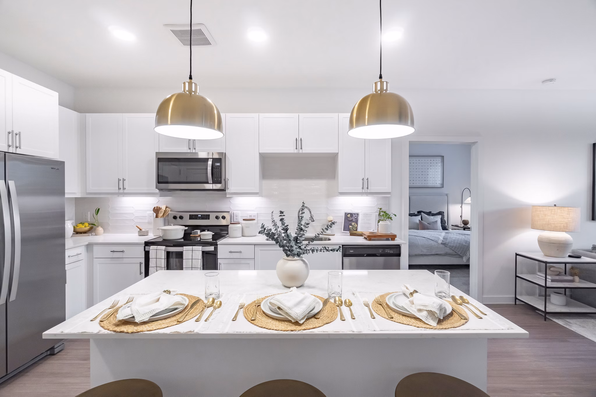 Modern kitchen with stainless steel appliances at Citizen House MLK Apartments, high-quality Greystar luxury living