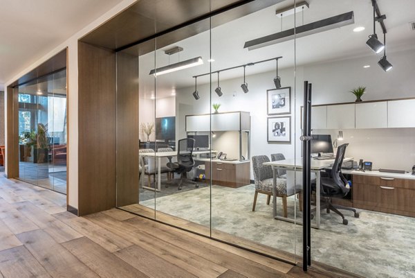 Stylish clubhouse with modern seating and decor at Ethos Apartments
