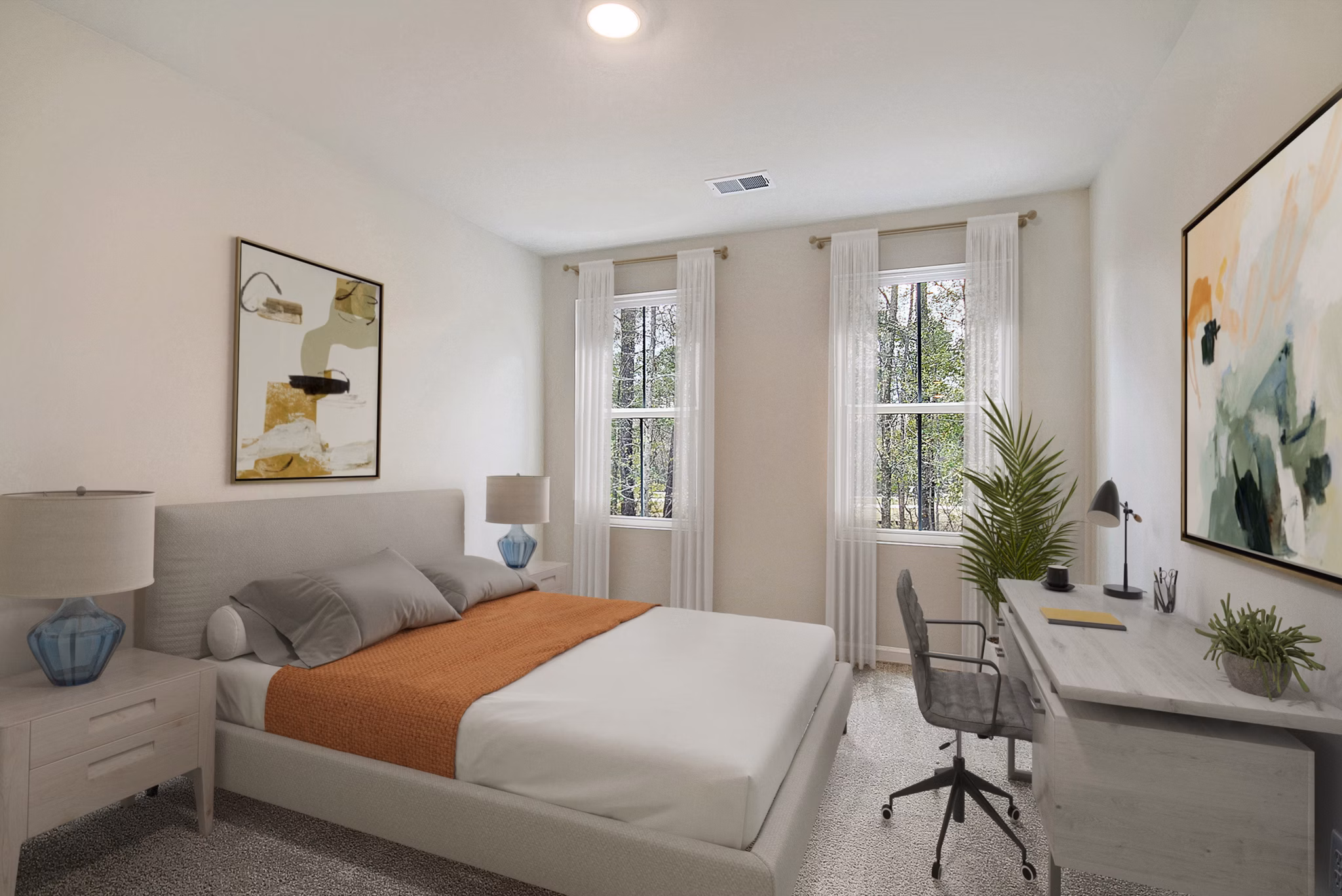 Cozy bedroom with modern decor at Berkeley Homes Apartments