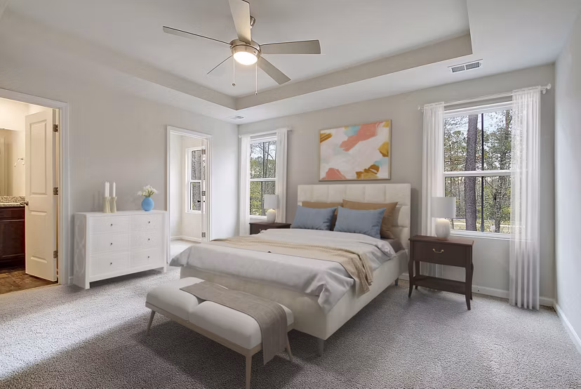 Cozy bedroom with modern decor at Berkeley Homes Apartments