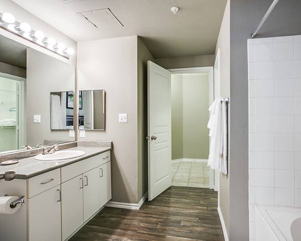 bathroom at Equinox on the Park Apartments