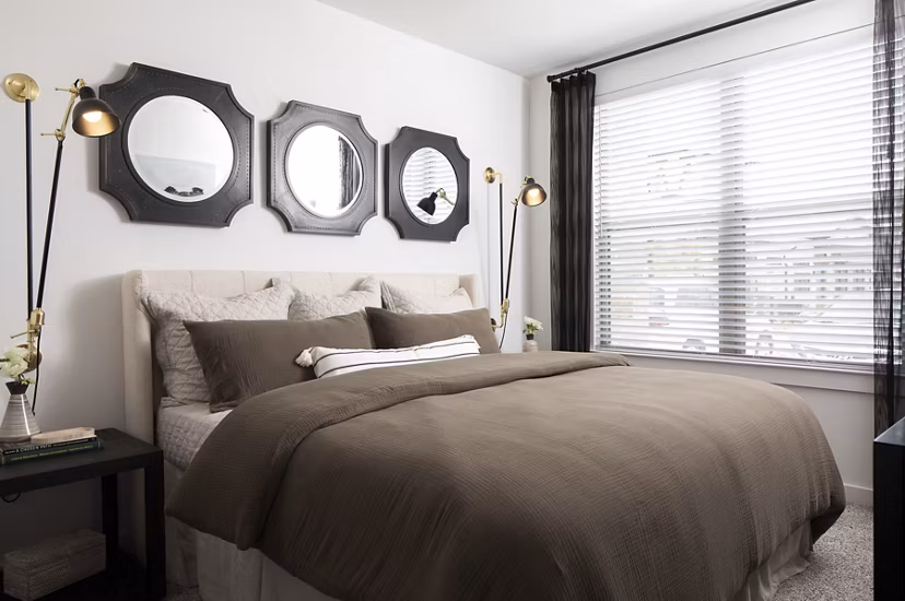 Elegant bedroom with modern furnishings at Broadstone Cross Creek Ranch Apartments, perfect for a luxurious living experience