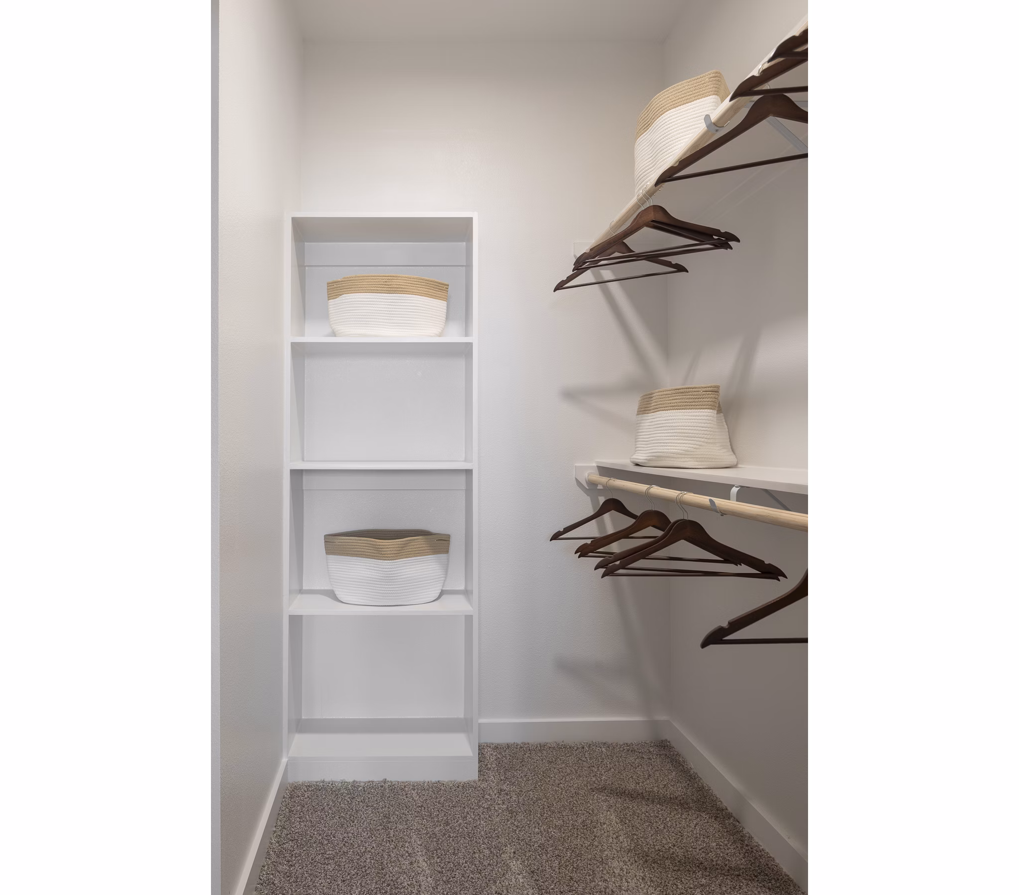 Spacious closet with built-in shelving in Broadstone Cross Creek Ranch Apartments