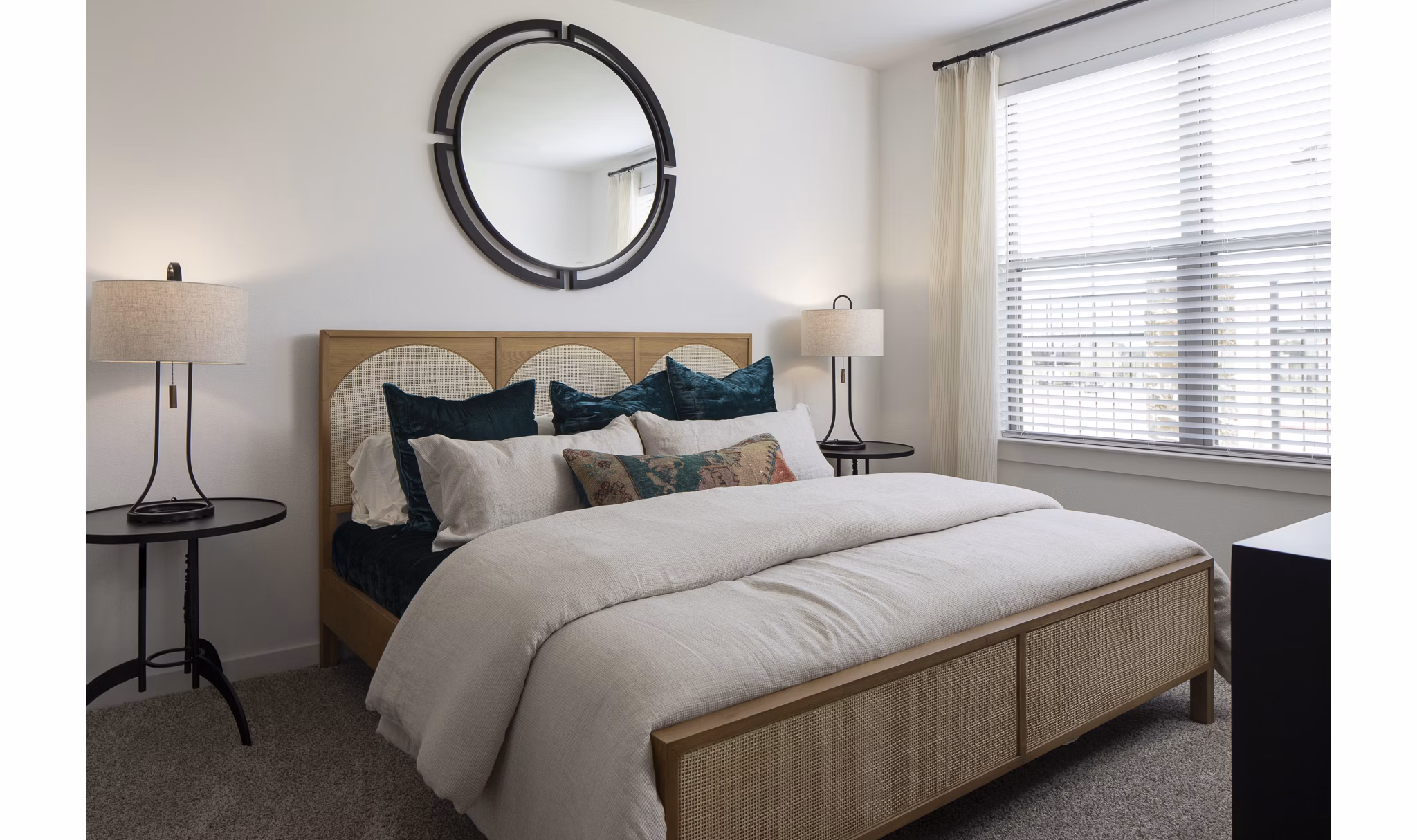 Spacious bedroom with modern furnishings at Broadstone Cross Creek Ranch Apartments