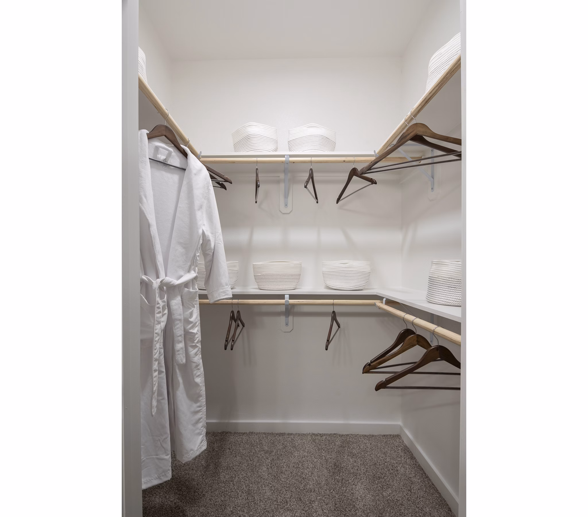 Spacious bedroom closet with ample storage space at Broadstone Cross Creek Ranch Apartments