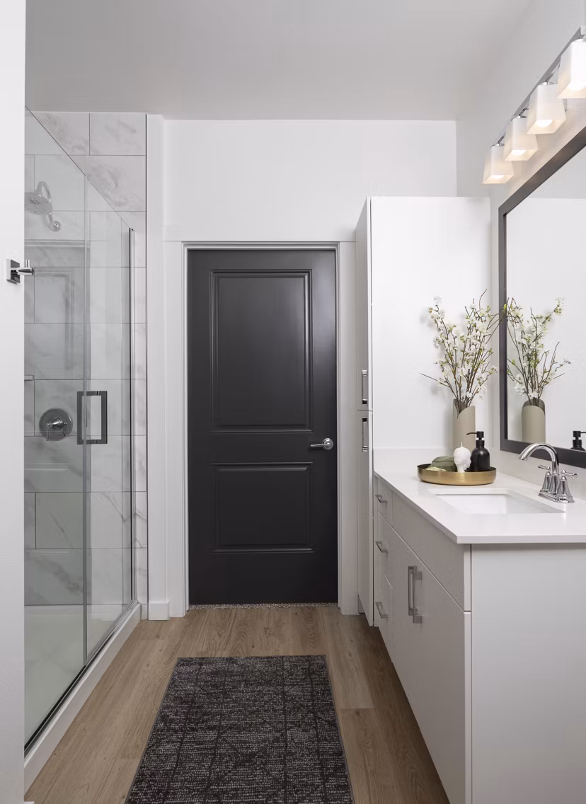 Modern bathroom with sleek fixtures in Broadstone Cross Creek Ranch Apartments