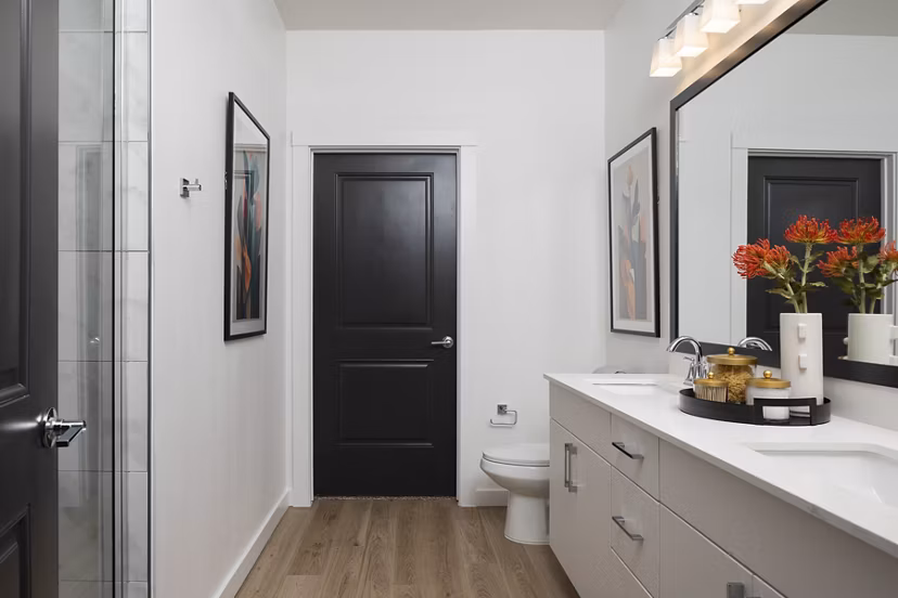 Modern bathroom featuring sleek fixtures at Broadstone Cross Creek Ranch Apartments