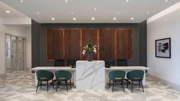 Stylish clubhouse featuring modern design at Broadstone Cross Creek Ranch Apartments