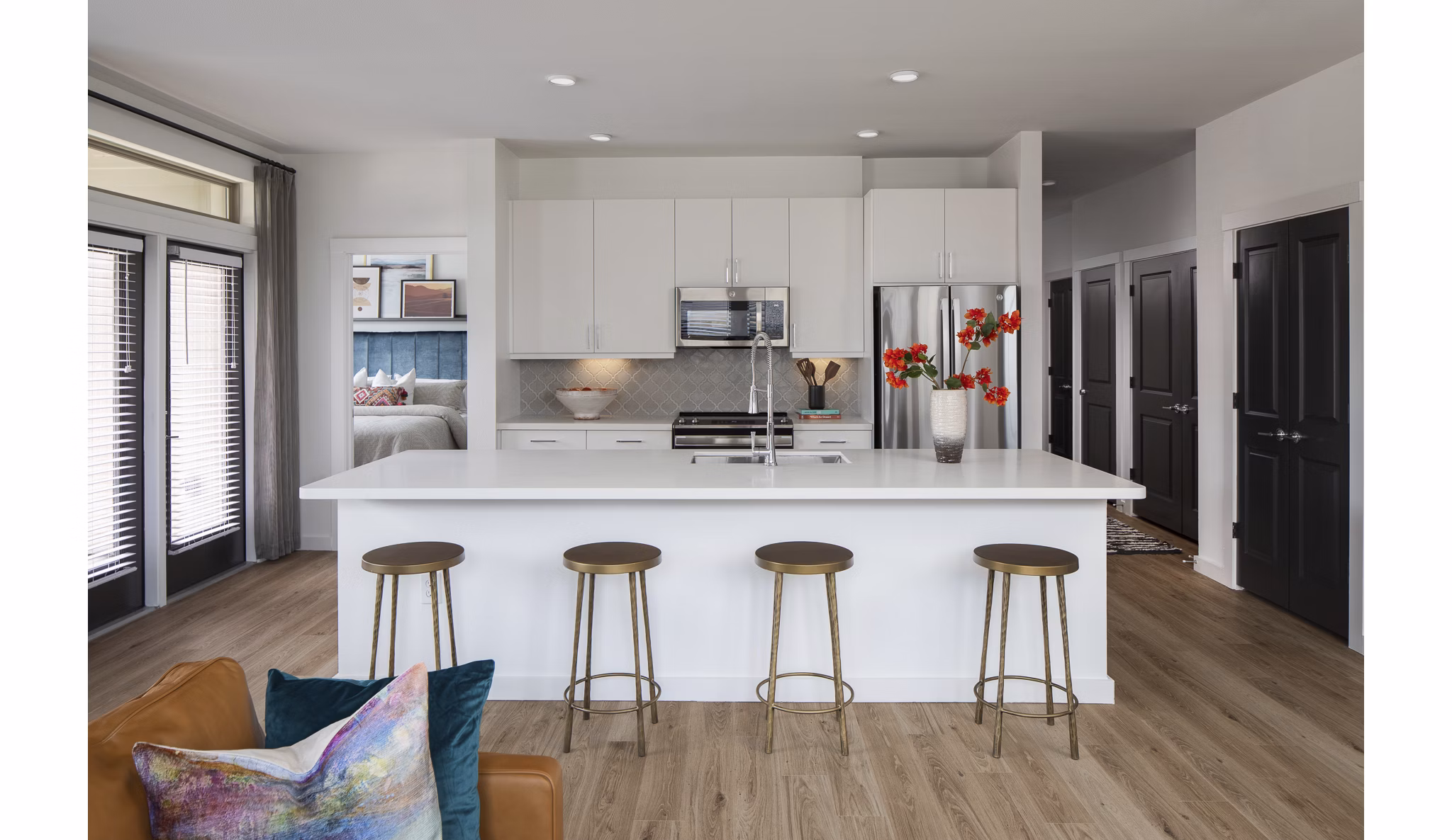 Modern kitchen featuring stainless steel appliances at Broadstone Cross Creek Ranch Apartments