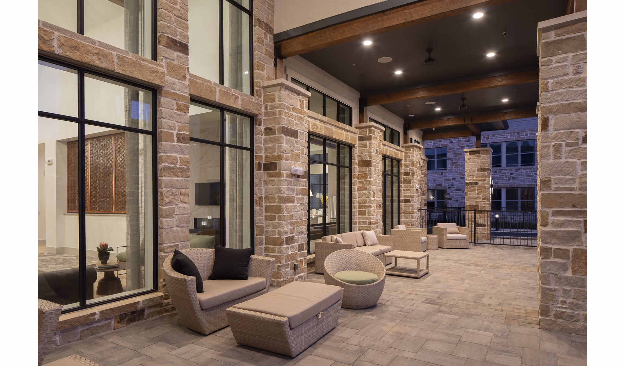 Spacious patio with outdoor seating at Broadstone Cross Creek Ranch Apartments providing relaxation and leisure in a luxurious setting