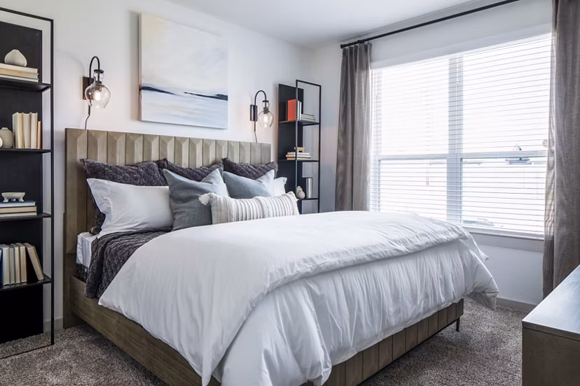 Spacious bedroom with elegant decor at Broadstone Jordan Ranch Apartments