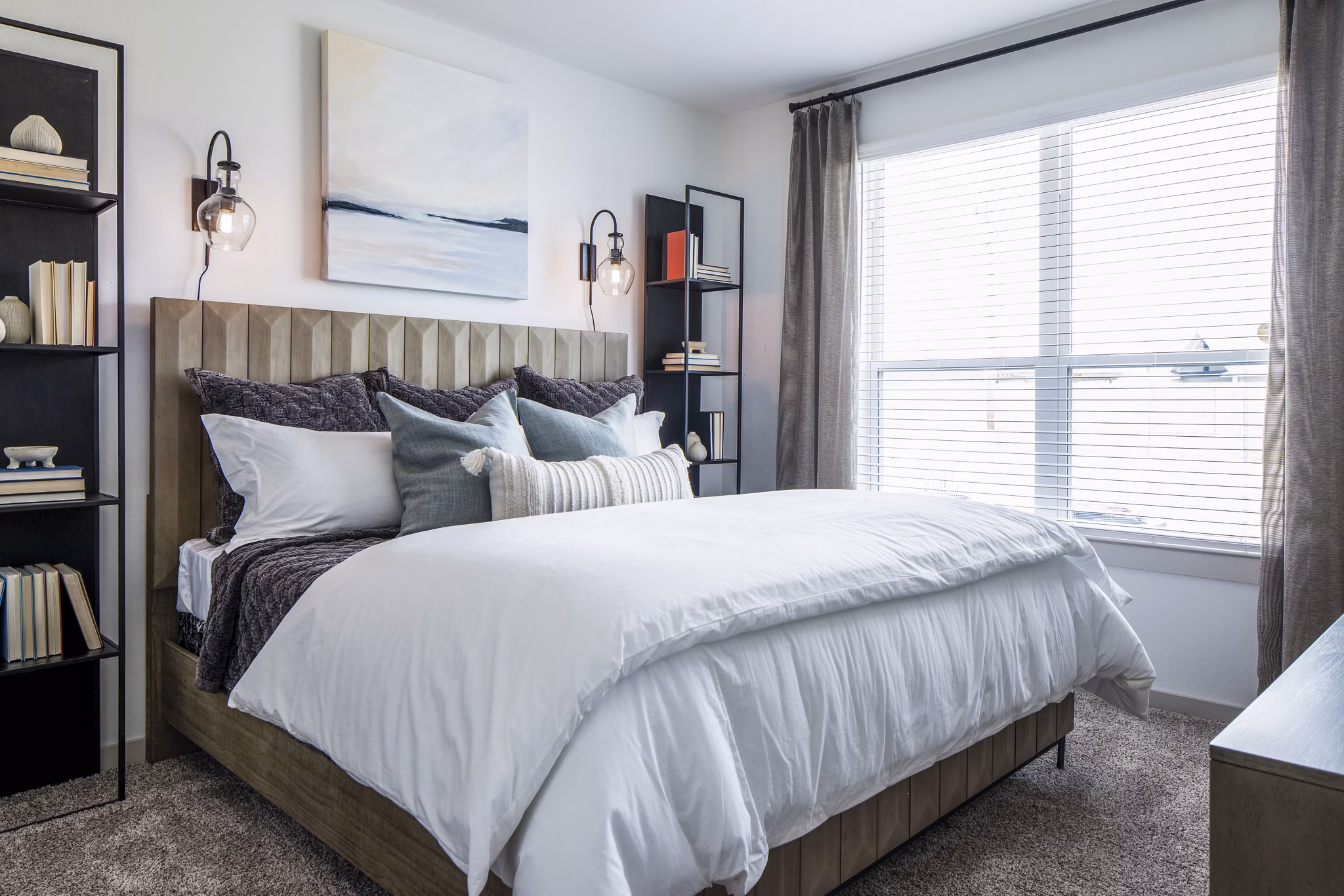 Spacious bedroom with elegant decor at Broadstone Jordan Ranch Apartments