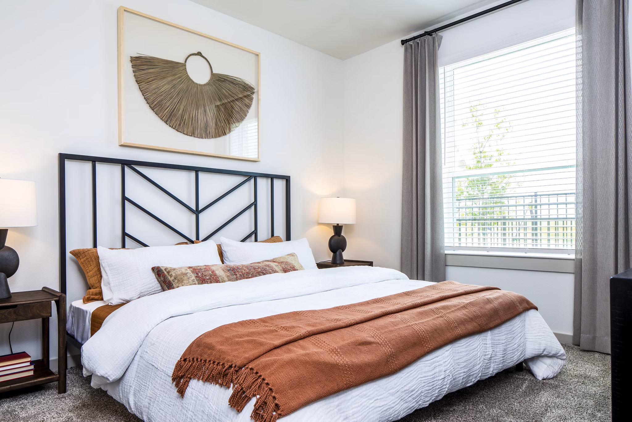 Cozy bedroom with modern design at Broadstone Jordan Ranch Apartments