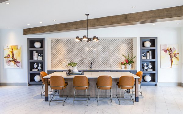 Clubhouse with modern design features at Broadstone Jordan Ranch Apartments