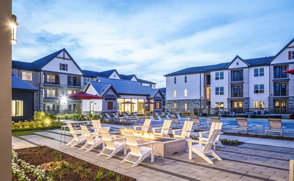 Cozy fire pit on spacious patio at Broadstone Jordan Ranch Apartments