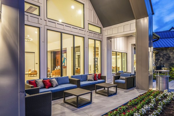 Patio with outdoor seating at Broadstone Jordan Ranch Apartments, ideal for relaxation and al fresco dining