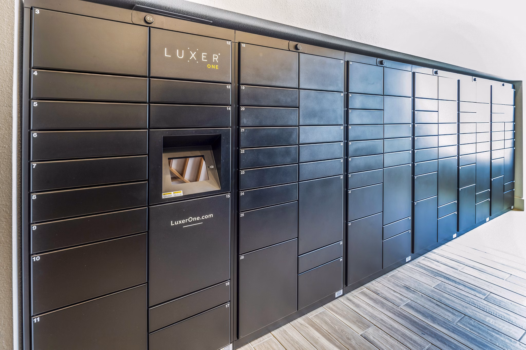 Convenient package parcel lockers at Lenox Grand West Apartments