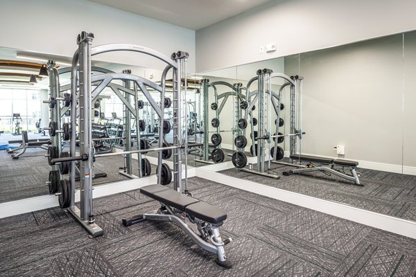 State-of-the-art fitness center at The Madison Apartments with modern equipment, promoting active lifestyles in an upscale community setting