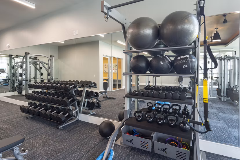 fitness center at The Madison Apartments