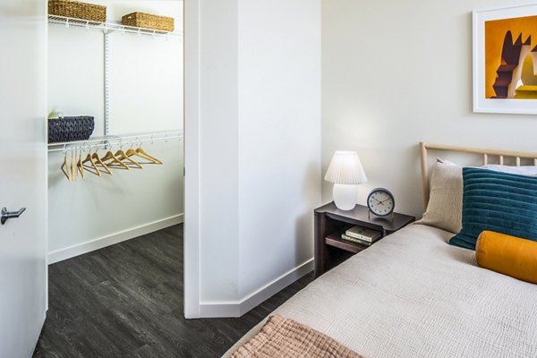 Spacious walk-in bedroom closet with ample storage space at Broadstone Claro Apartments