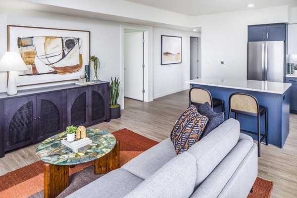 Spacious living room with contemporary design elements in Broadstone Claro Apartments Perfect luxury setting for modern living