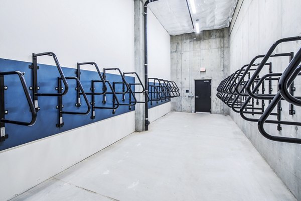 Bike storage area with secure racks at Broadstone Claro Apartments, providing a convenient amenity for cycling enthusiasts in the community