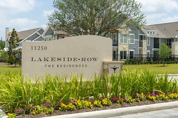 Lakeside Row Apartments: Modern signage for luxury living in serene waterfront community