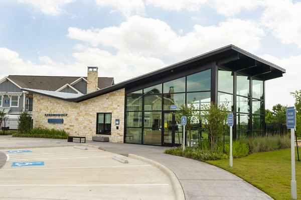 Inviting clubhouse and modern leasing office at Lakeside Row Apartments