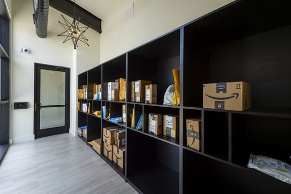 parcel package pickup lockers at Lakeside Row Apartments