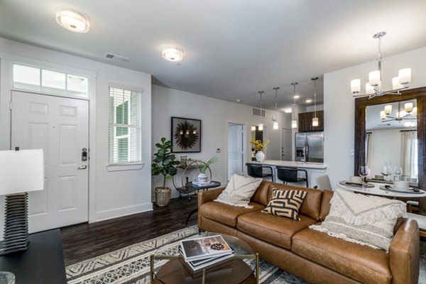 Modern living room with elegant decor at Lakeside Row Apartments