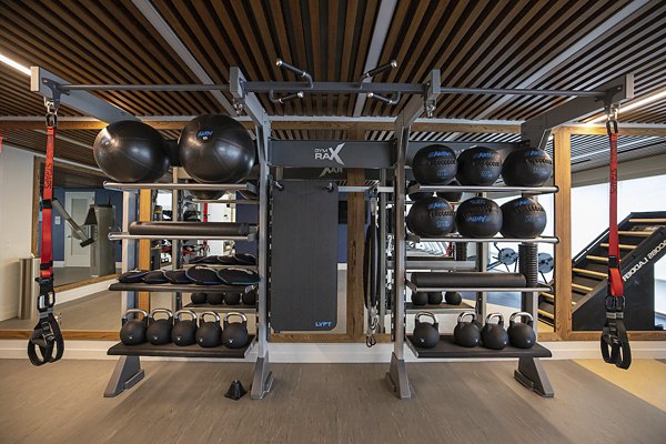 State-of-the-art fitness center with modern equipment at Two Lakes Edge Apartments