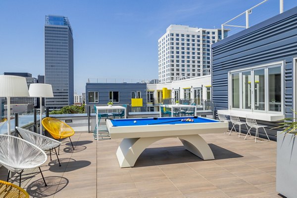 Rooftop deck with expansive views at mResidences Olympic & Olive Apartments