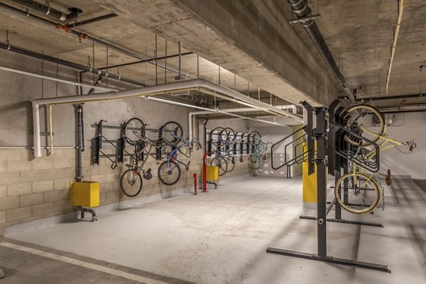 Secure bike storage facility at mResidences Olympic & Olive Apartments