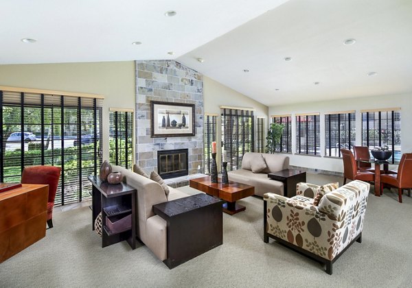Stylish clubhouse lobby with modern decor in mResidences Silicon Valley apartments