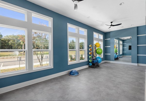 Yoga/spin studio with modern equipment at Wentworth Park Apartments
